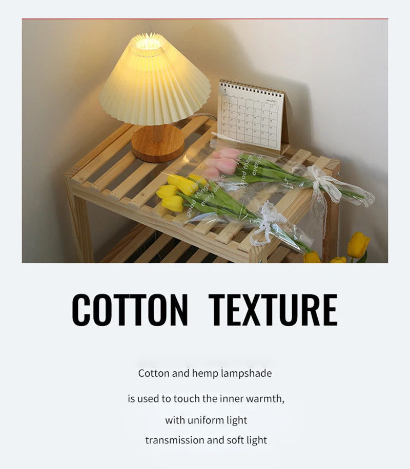 Nordic Pleated Table Lamp DIY Foldable 5V USB 220V Art Atmosphere Bedroom Bedside Night Light Home Decorate