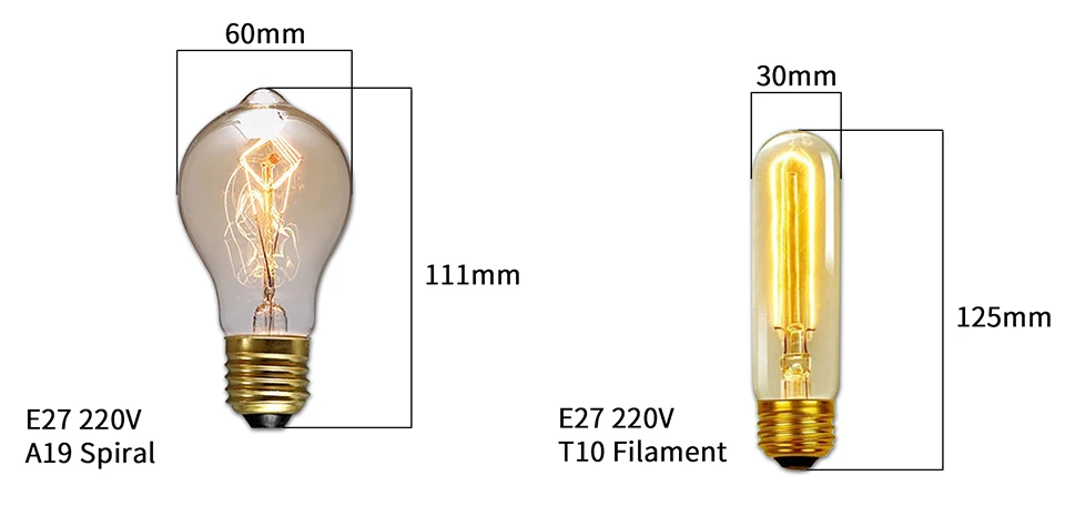Edison Bulb E27 220V 40W Retro Vintage Edison Lamp ST64 G80 G95 G125 Incandescent Light Bulb Home Decor Filament Light Bulb