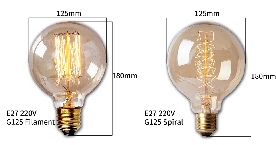 Edison Bulb E27 220V 40W Retro Vintage Edison Lamp ST64 G80 G95 G125 Incandescent Light Bulb Home Decor Filament Light Bulb