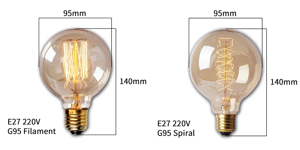 Edison Bulb E27 220V 40W Retro Vintage Edison Lamp ST64 G80 G95 G125 Incandescent Light Bulb Home Decor Filament Light Bulb