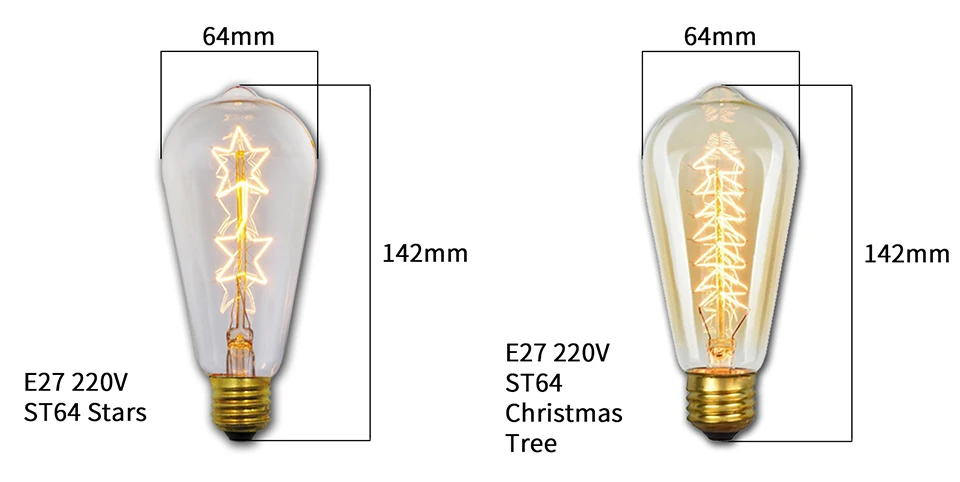 Edison Bulb E27 220V 40W Retro Vintage Edison Lamp ST64 G80 G95 G125 Incandescent Light Bulb Home Decor Filament Light Bulb