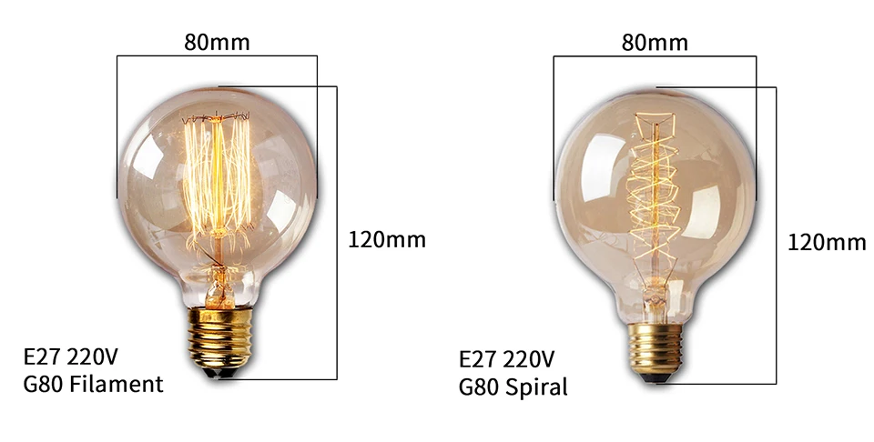Edison Bulb E27 220V 40W Retro Vintage Edison Lamp ST64 G80 G95 G125 Incandescent Light Bulb Home Decor Filament Light Bulb