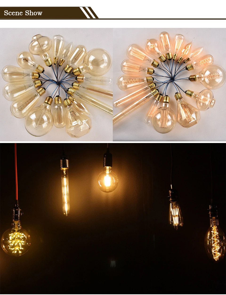 Edison Bulb E27 220V 40W Retro Vintage Edison Lamp ST64 G80 G95 G125 Incandescent Light Bulb Home Decor Filament Light Bulb