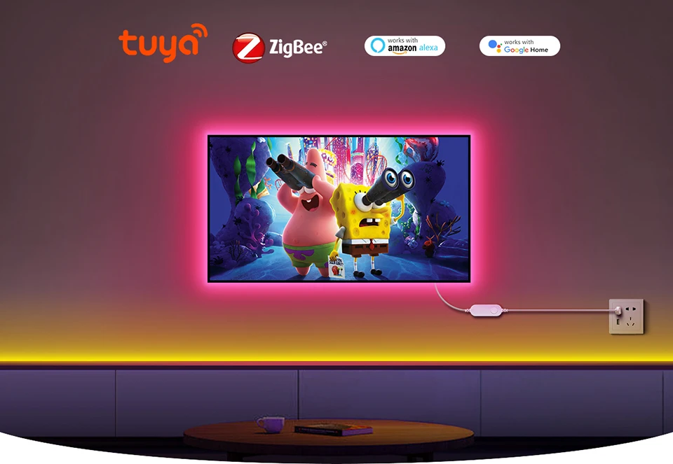 ZigBee W/WW/RGB LED Strip Smart Tuya Alexa Lights USB 5V Dimmable COB Neon Tape With LED Controller Home Room Bedroom Decoration