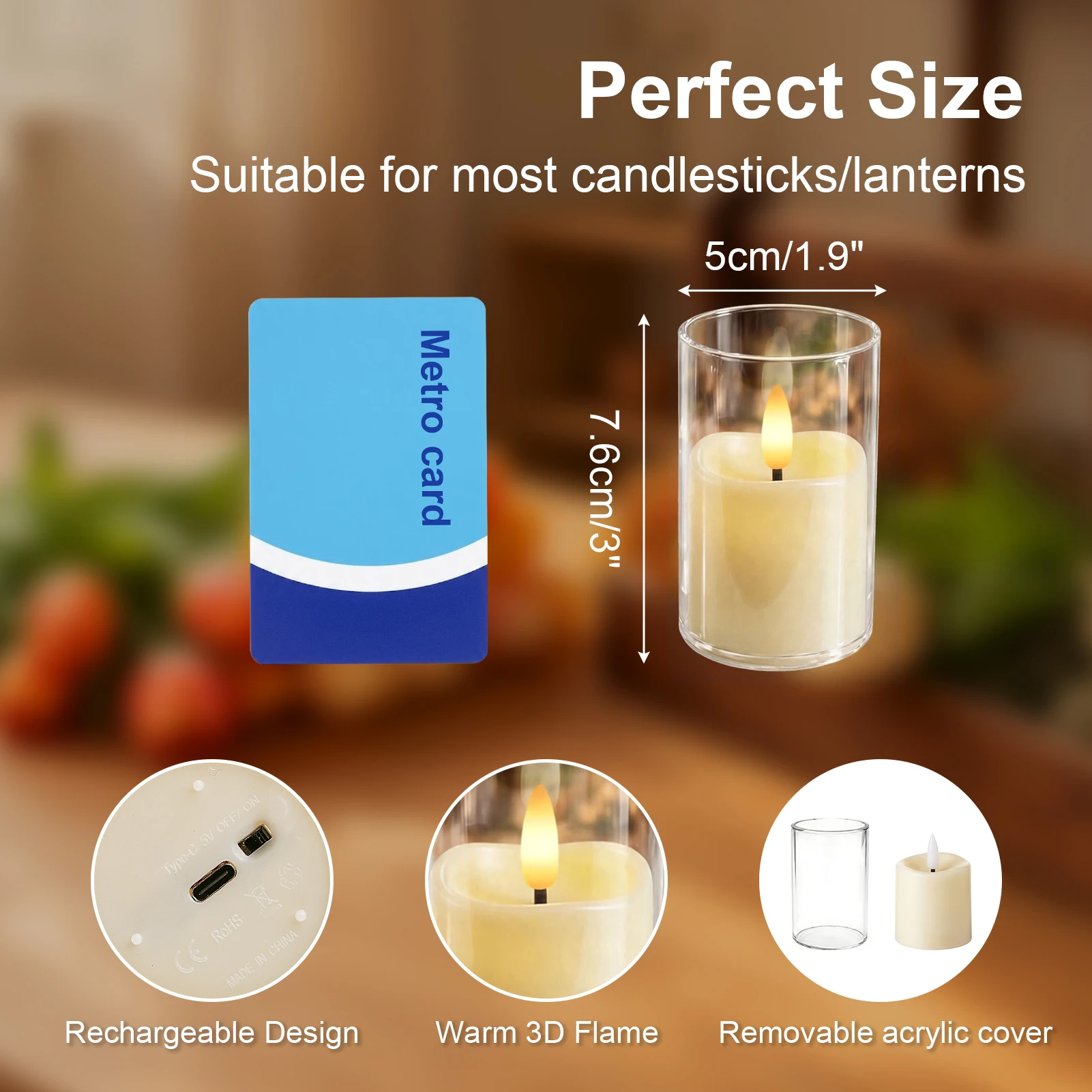 Flickering Flameless LED Pillar Candle Lights with Remote & Embedded Star String for Wishing Wedding Christmas Party Home Decor