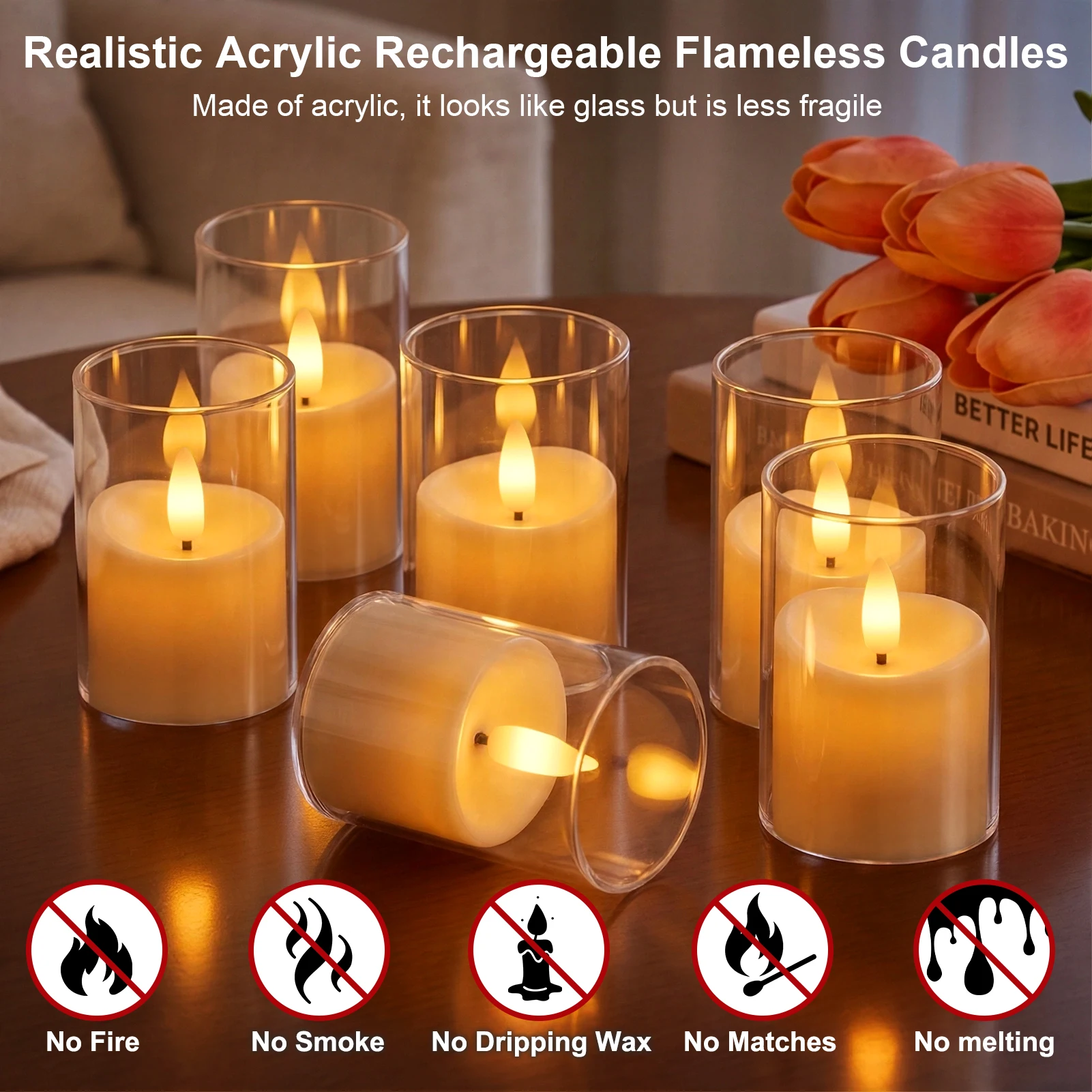 Flickering Flameless LED Pillar Candle Lights with Remote & Embedded Star String for Wishing Wedding Christmas Party Home Decor