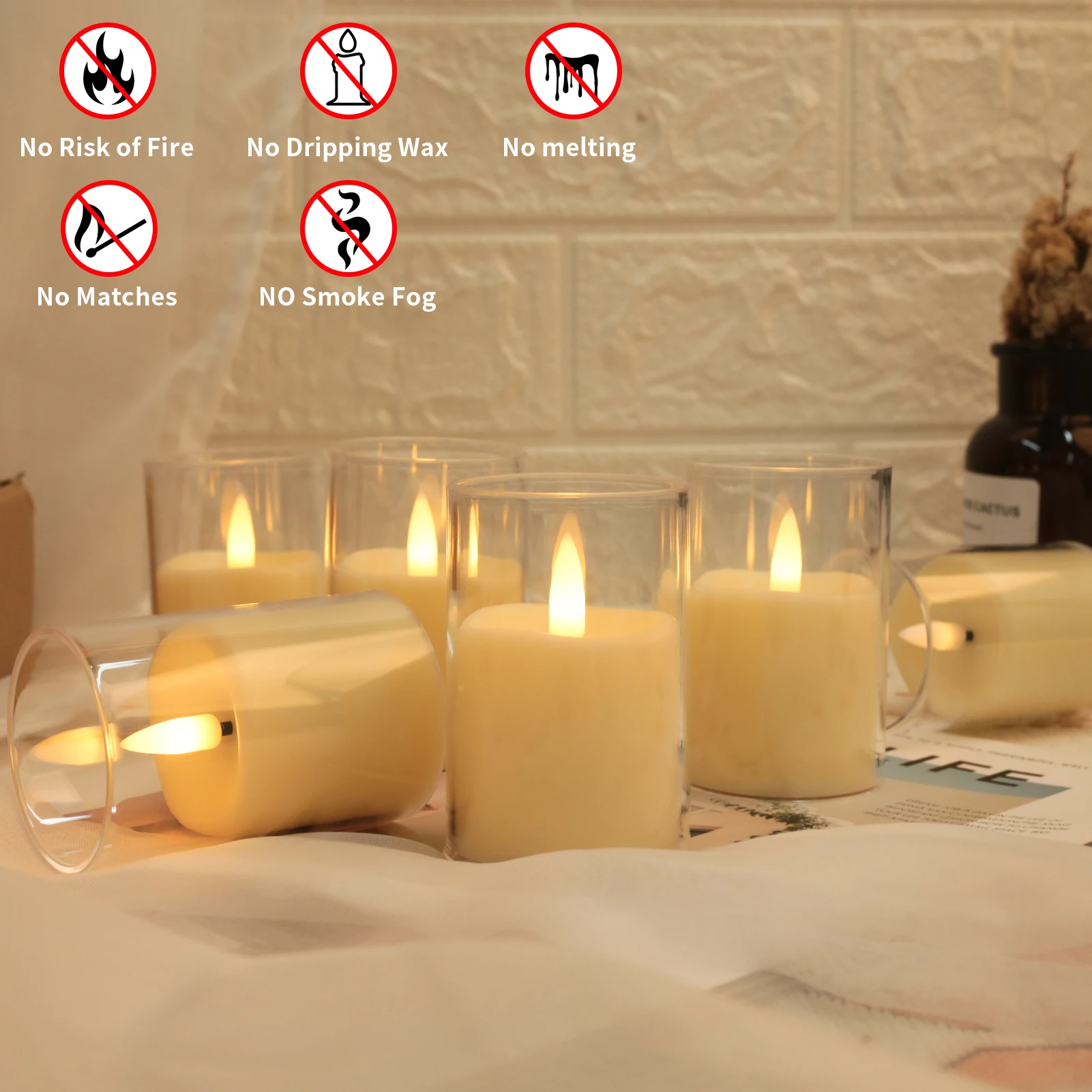 Flickering Flameless LED Pillar Candle Lights with Remote & Embedded Star String for Wishing Wedding Christmas Party Home Decor