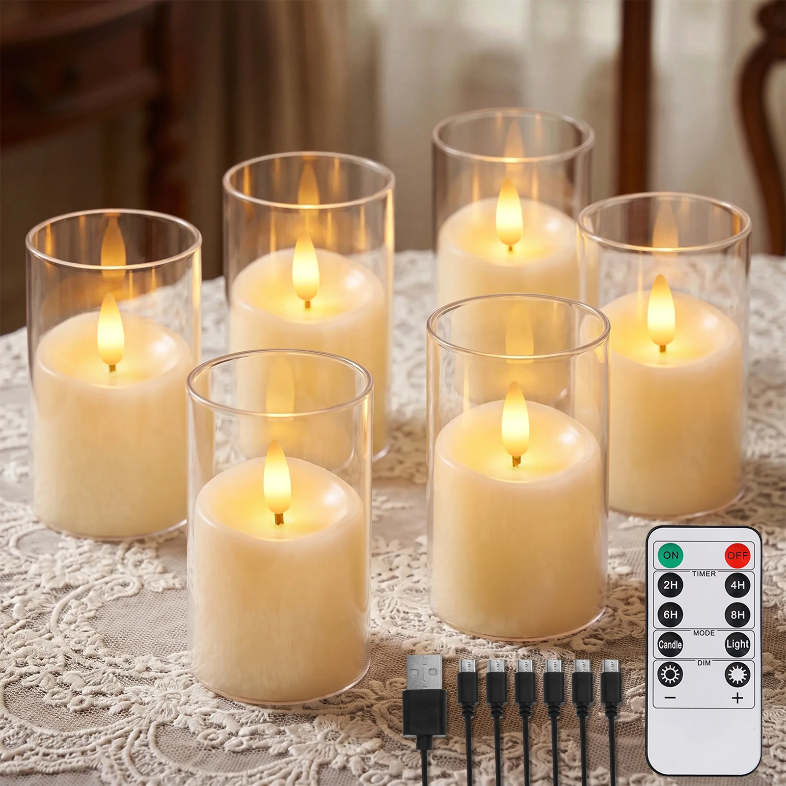 Flickering Flameless LED Pillar Candle Lights with Remote & Embedded Star String for Wishing Wedding Christmas Party Home Decor