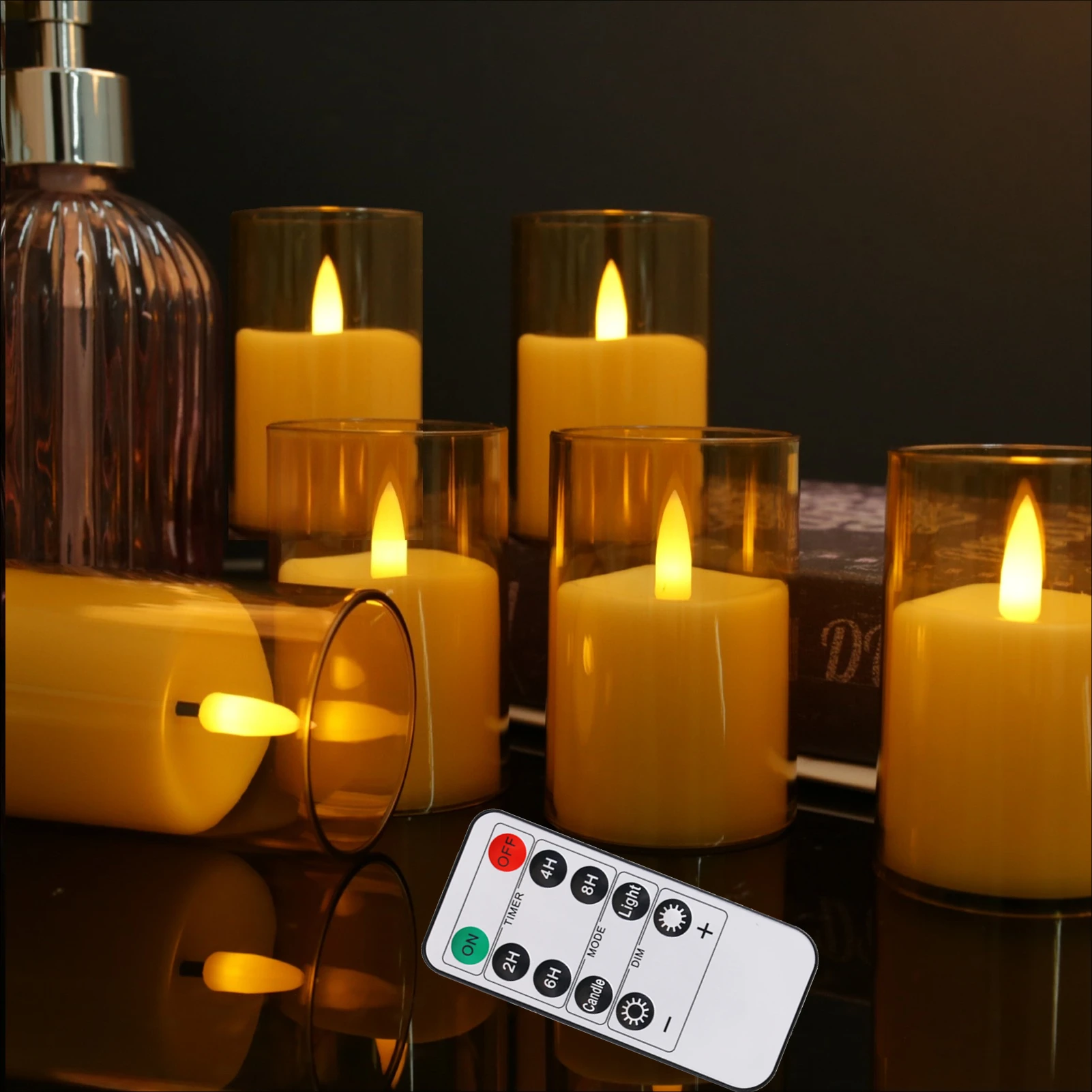 Flickering Flameless LED Pillar Candle Lights with Remote & Embedded Star String for Wishing Wedding Christmas Party Home Decor