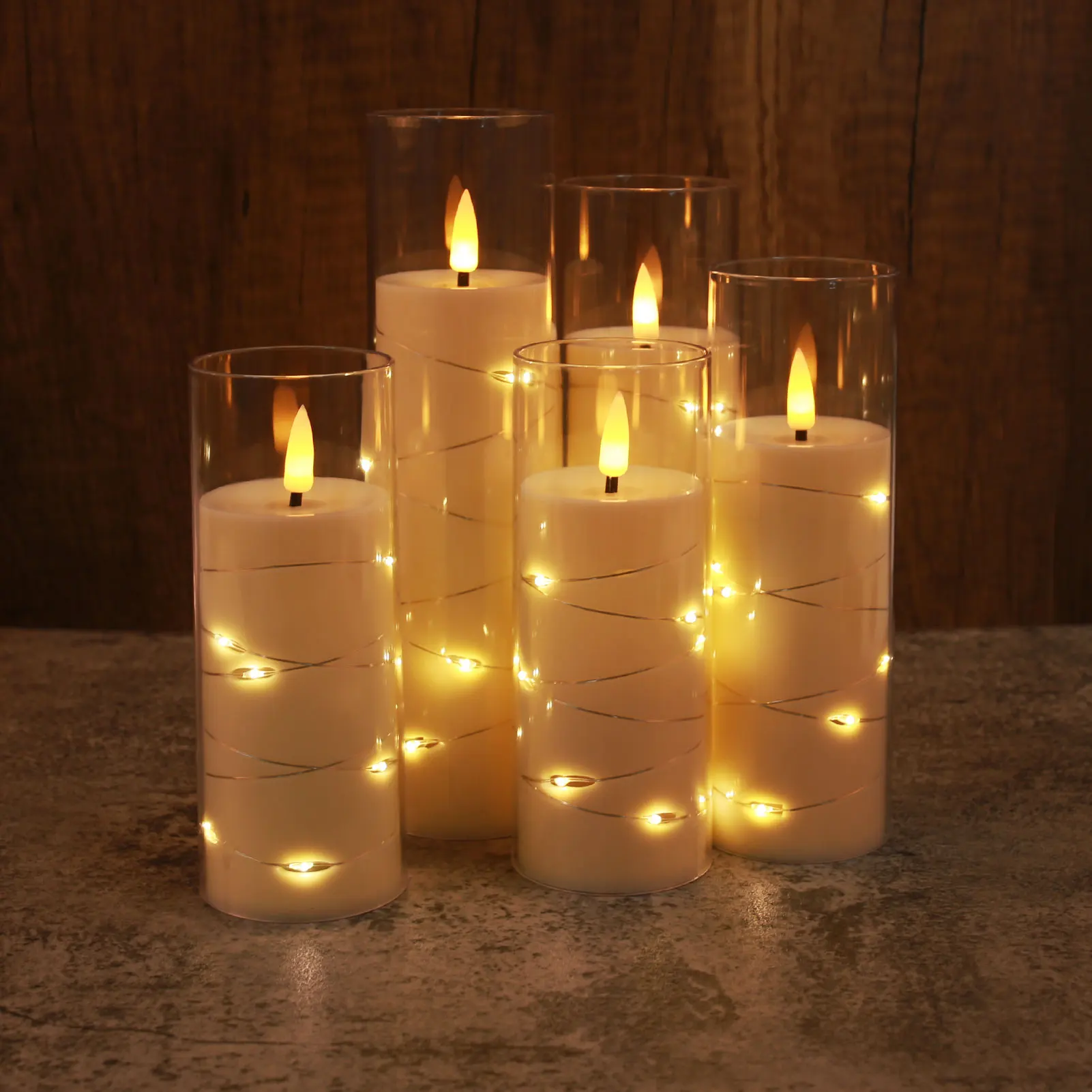 Flickering Flameless LED Pillar Candle Lights with Remote & Embedded Star String for Wishing Wedding Christmas Party Home Decor