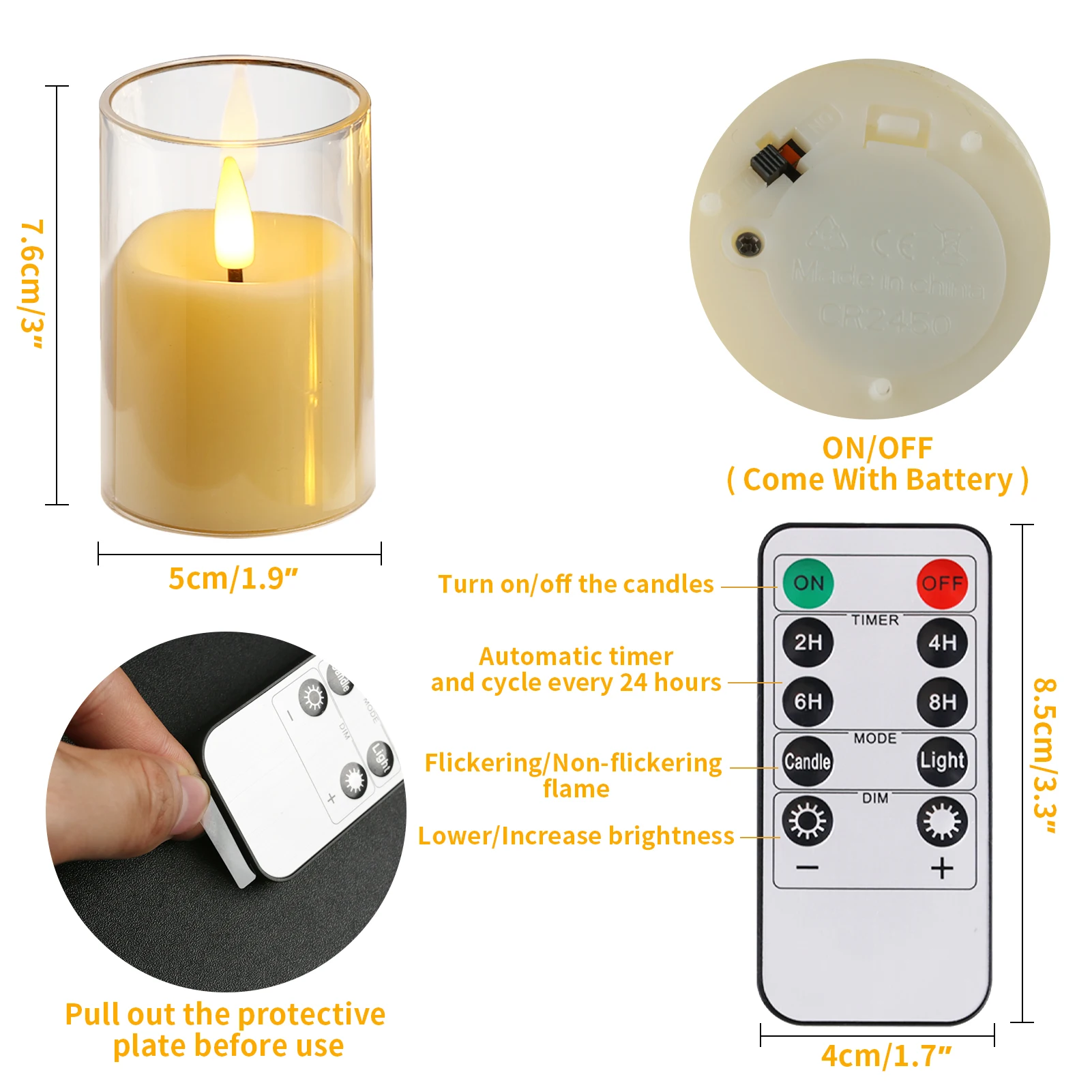 Flickering Flameless LED Pillar Candle Lights with Remote & Embedded Star String for Wishing Wedding Christmas Party Home Decor