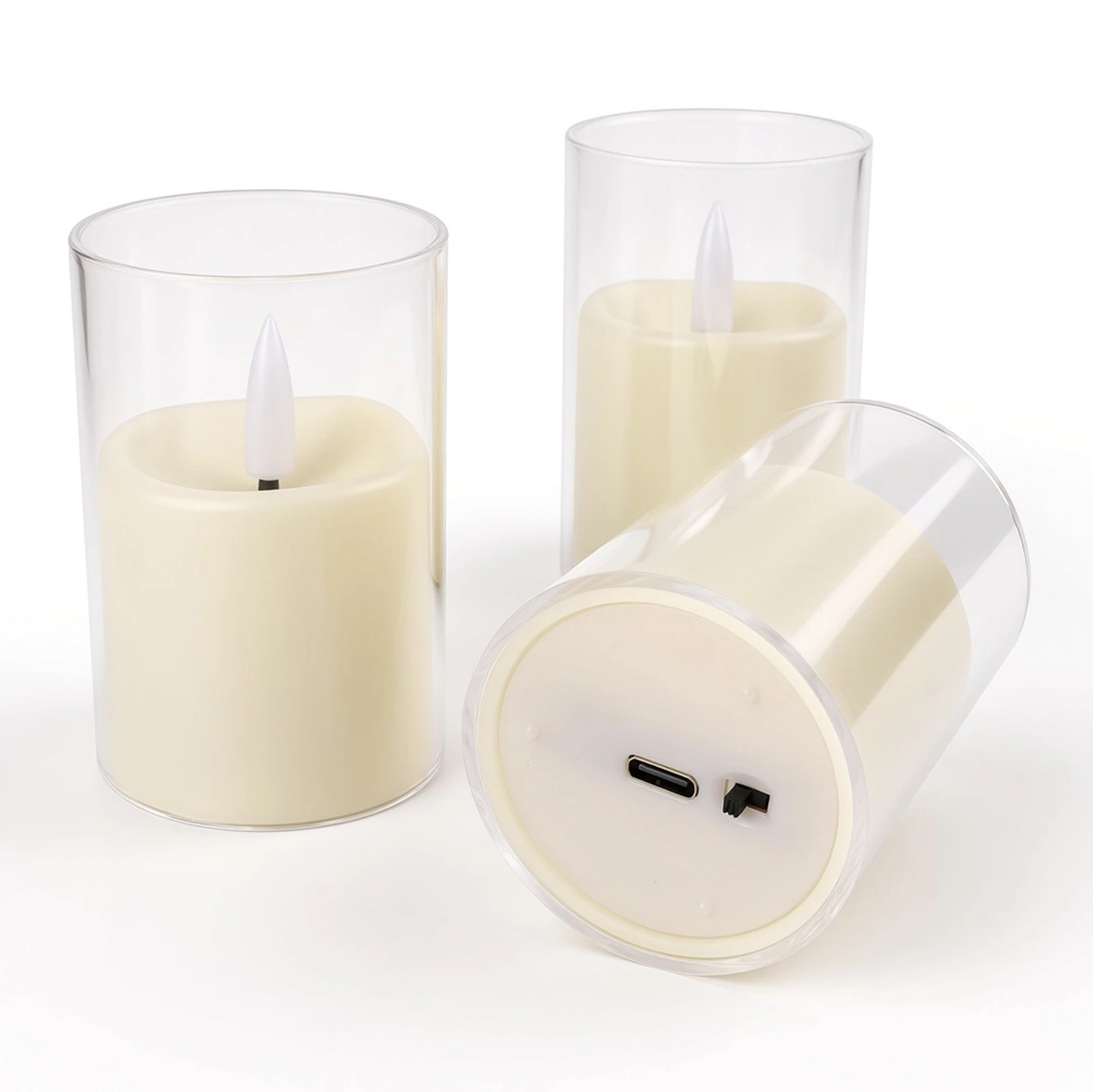 Flickering Flameless LED Pillar Candle Lights with Remote & Embedded Star String for Wishing Wedding Christmas Party Home Decor