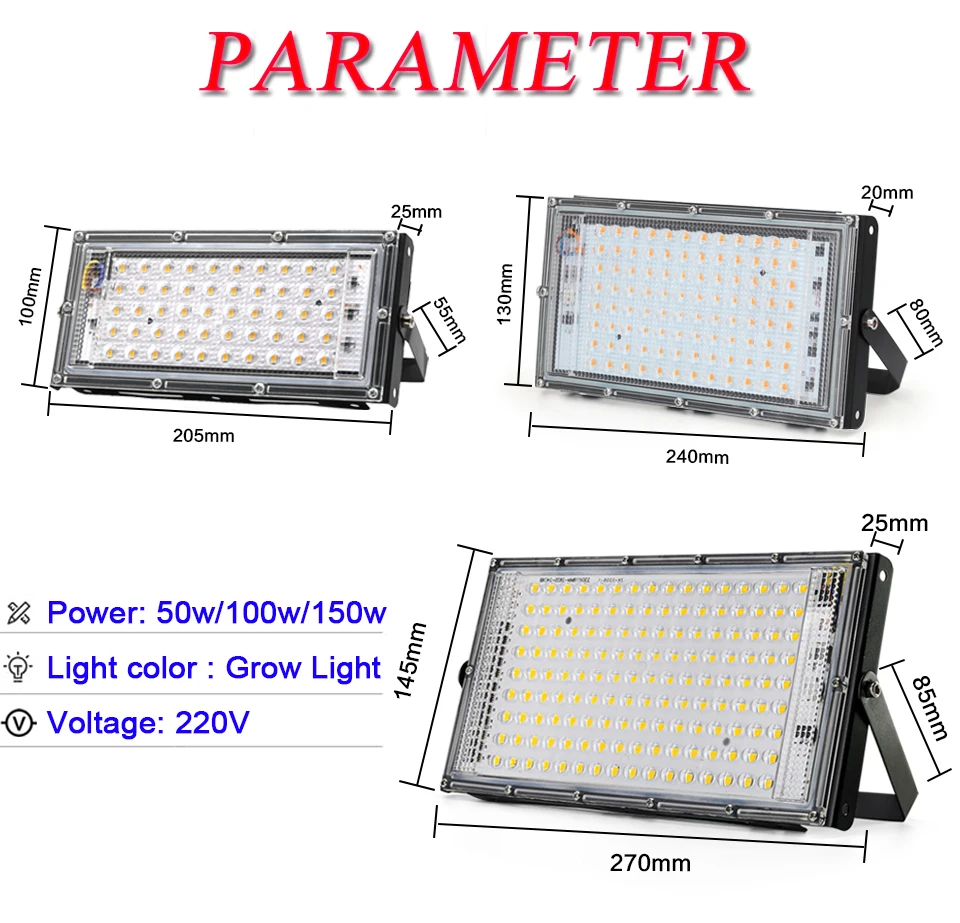 Outdoor LED Flood Light 50W 100W 150W 220V Waterproof Floodlight Indoor LED Spot Light Exterior Street Lamps Landscape Spotlight