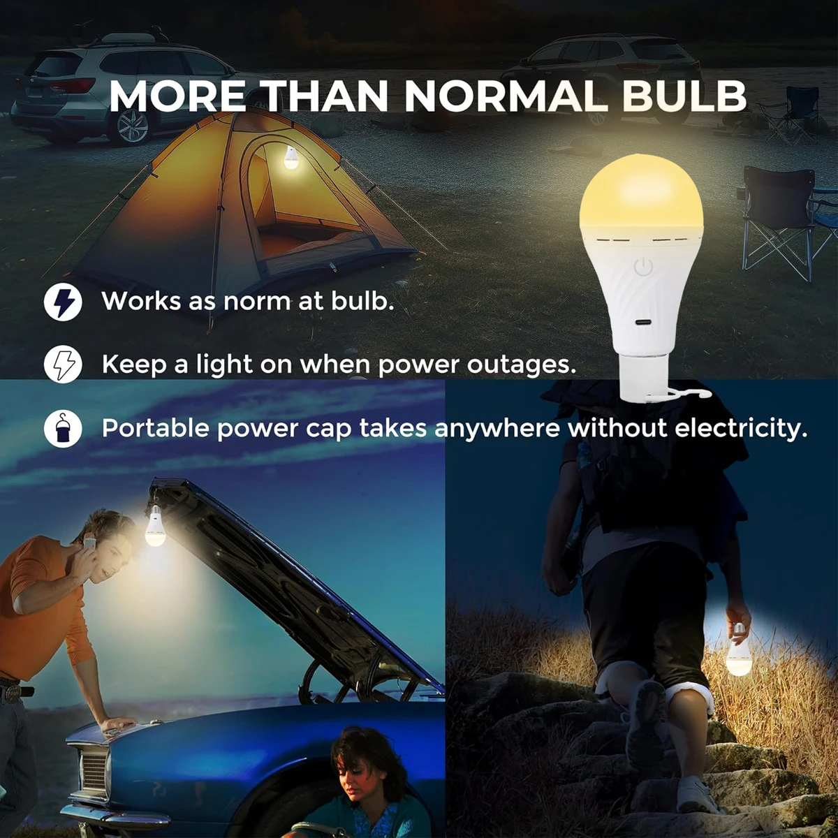 USB led Bulb e27 Rechargeable Light Bulb Smart Battery BulbTouch Control Dimmable LED Bulbs with Timing
