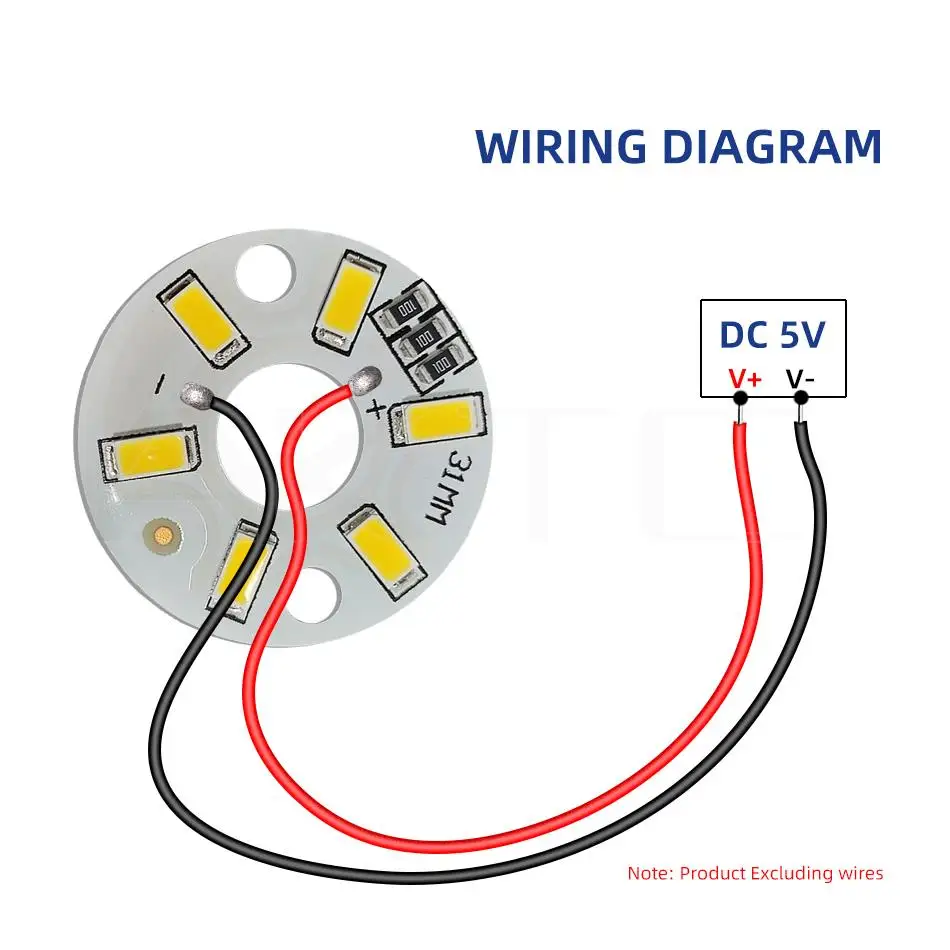 10 Pcs/lot Round LED Light Board DC 5V 3W Low Voltage 5730 2835 SMD 6 LEDs 3000K Warm or White 6000K Dimmable Bulb Lamp Panel