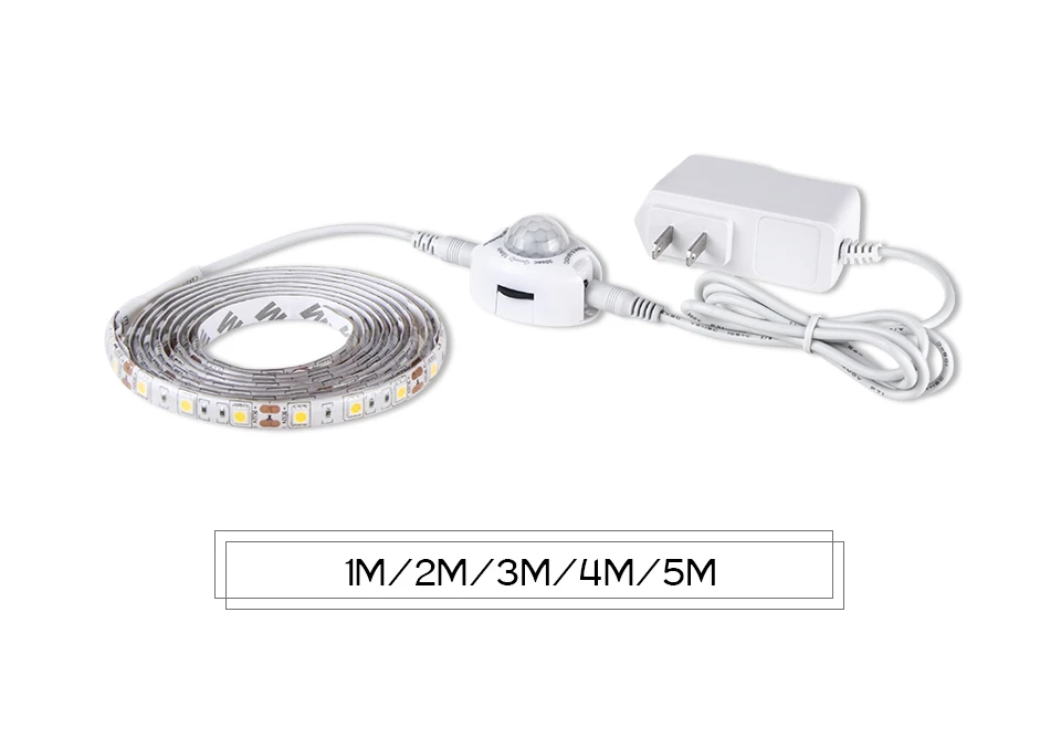1M-5M PIR Motion Sensor LED Strip Lights IP65 Waterproof DC 12V Light Strip For Stairs Wardrobe Closet Kitchen Smart On/Off Lamp