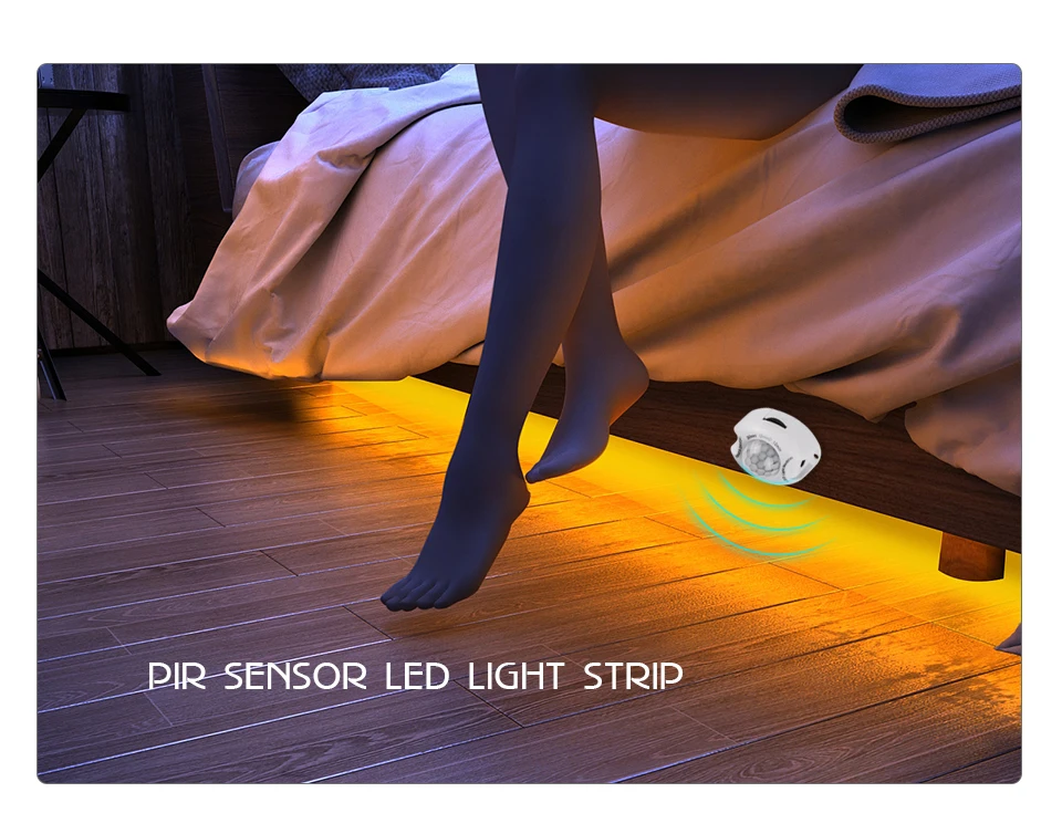 1M-5M PIR Motion Sensor LED Strip Lights IP65 Waterproof DC 12V Light Strip For Stairs Wardrobe Closet Kitchen Smart On/Off Lamp