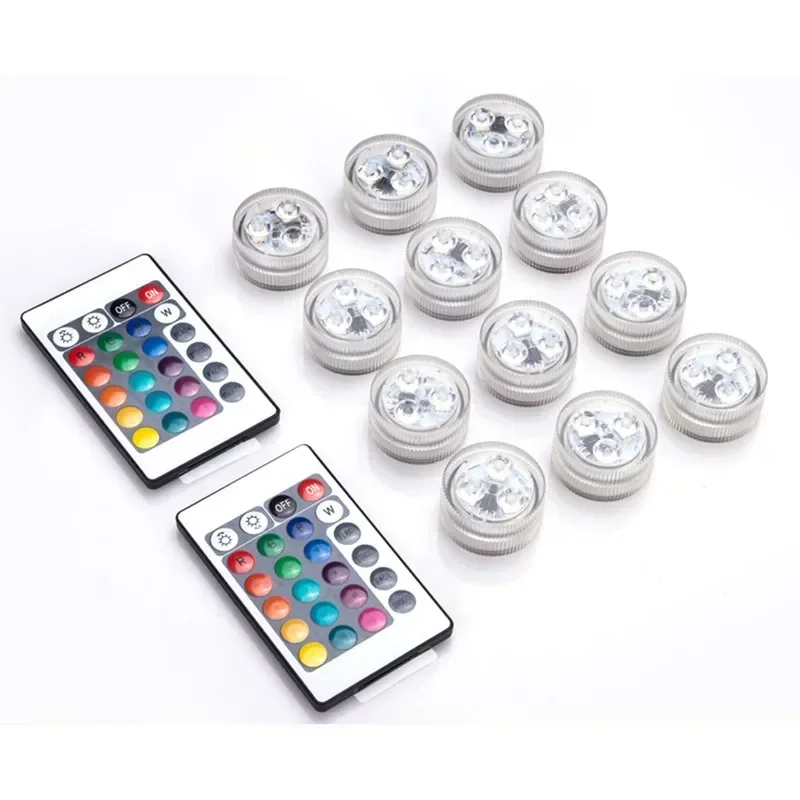 3leds RGB Led Submersible Light Underwater Night Lamp Battery Operated Garden Swimming Pool Light for Wedding Party Vase Bowl