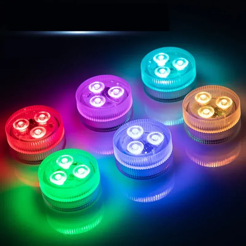 3leds RGB Led Submersible Light Underwater Night Lamp Battery Operated Garden Swimming Pool Light for Wedding Party Vase Bowl