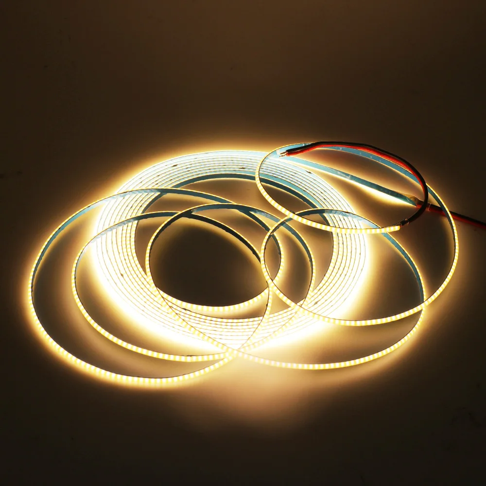 5V 12V 24V COB LED Strip Light 320 480 384 528 LEDs Flexible Tape 5mm 3mm 8mm PCB Warm Natural White High Density Linear Lights