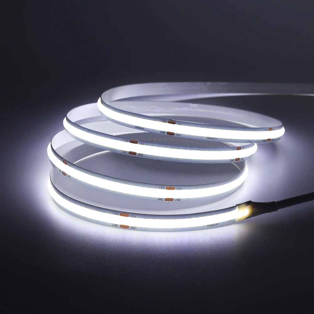5V 12V 24V COB LED Strip Light 320 480 384 528 LEDs Flexible Tape 5mm 3mm 8mm PCB Warm Natural White High Density Linear Lights