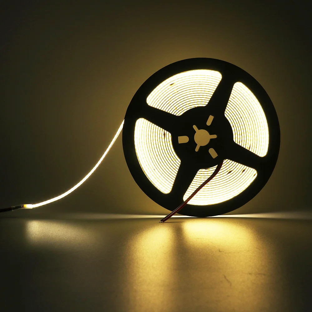 5V 12V 24V COB LED Strip Light 320 480 384 528 LEDs Flexible Tape 5mm 3mm 8mm PCB Warm Natural White High Density Linear Lights