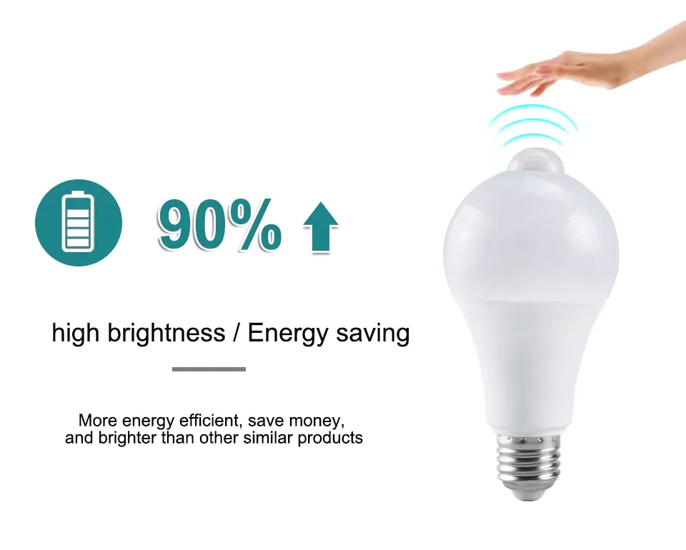 PIR Motion Sensor Light Bulbs E27 12W 15W 18W 20W LED Lamp Auto Smart Infrared B22 LED Bulb Energy Saving Lamp Porch Light