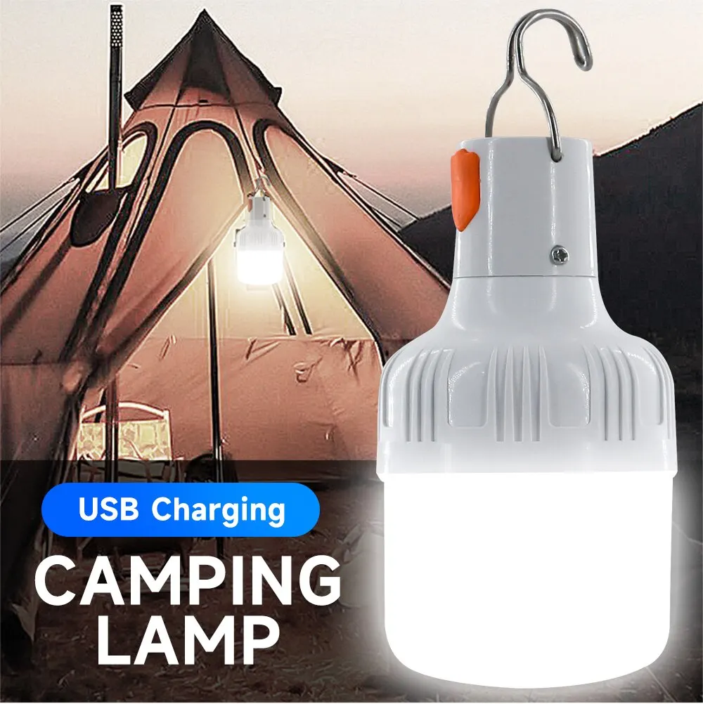 Outdoor LED Bulb USB Rechargeable Mobile Lamp Super Bright Portable Tent Market Hook Up Night Lights Camping Emergency Lights