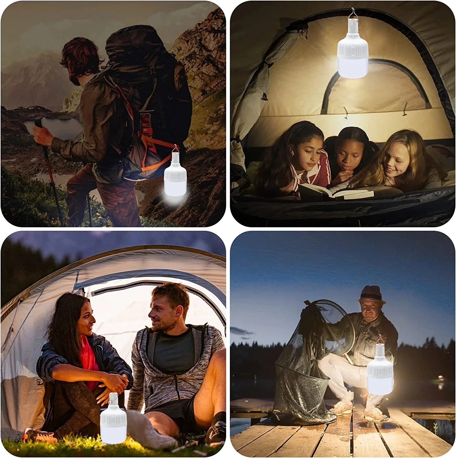 Outdoor LED Bulb USB Rechargeable Mobile Lamp Super Bright Portable Tent Market Hook Up Night Lights Camping Emergency Lights
