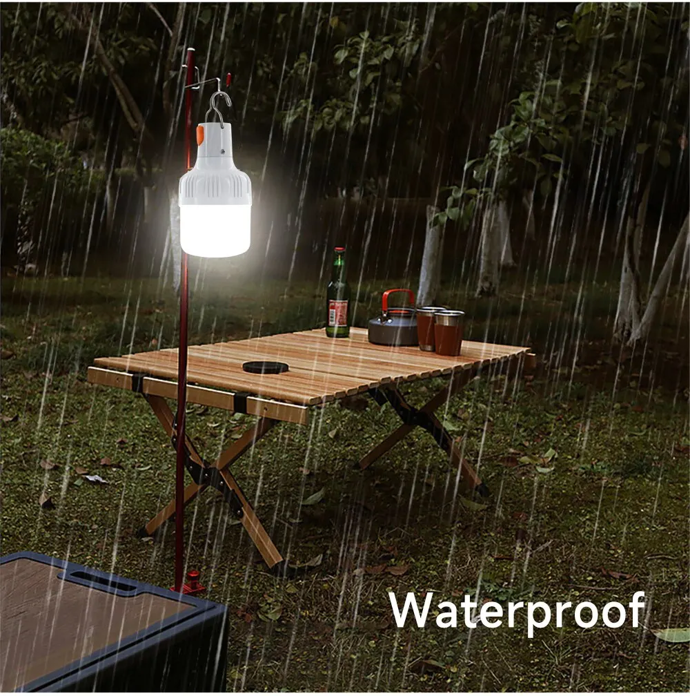 Outdoor LED Bulb USB Rechargeable Mobile Lamp Super Bright Portable Tent Market Hook Up Night Lights Camping Emergency Lights