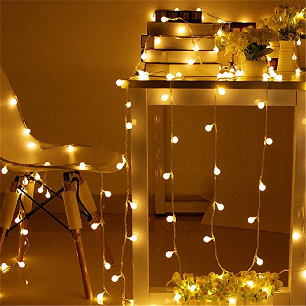 5M 10M 20M 30M 50M Cherry Balls LED Fairy String Lights 220V 110V Operated Wedding Christmas Outdoor Room Garland Decoration