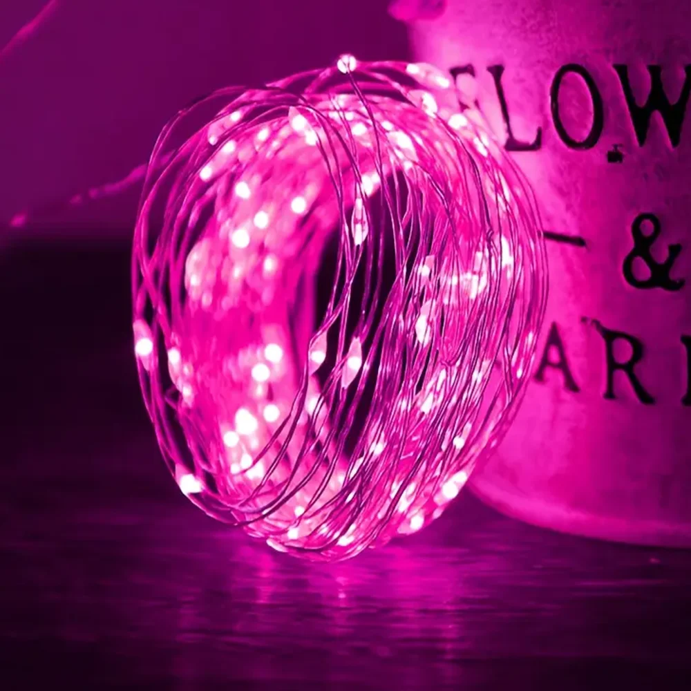 20m 200LED Fairy Light Battery Powered, Pink Copper Wire Starry Sky Light, Suitable for Bedroom, Christmas, Party Decoration