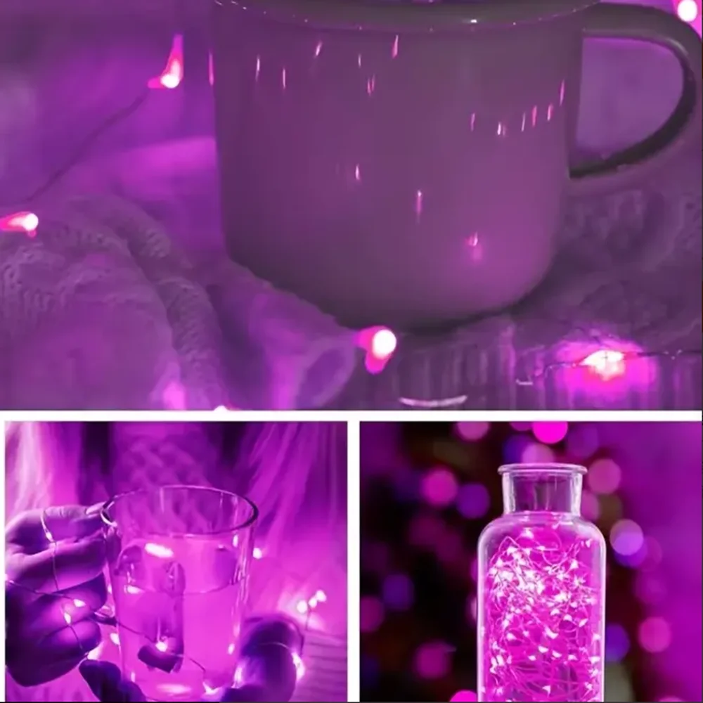 20m 200LED Fairy Light Battery Powered, Pink Copper Wire Starry Sky Light, Suitable for Bedroom, Christmas, Party Decoration