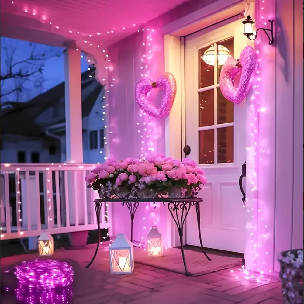 20m 200LED Fairy Light Battery Powered, Pink Copper Wire Starry Sky Light, Suitable for Bedroom, Christmas, Party Decoration