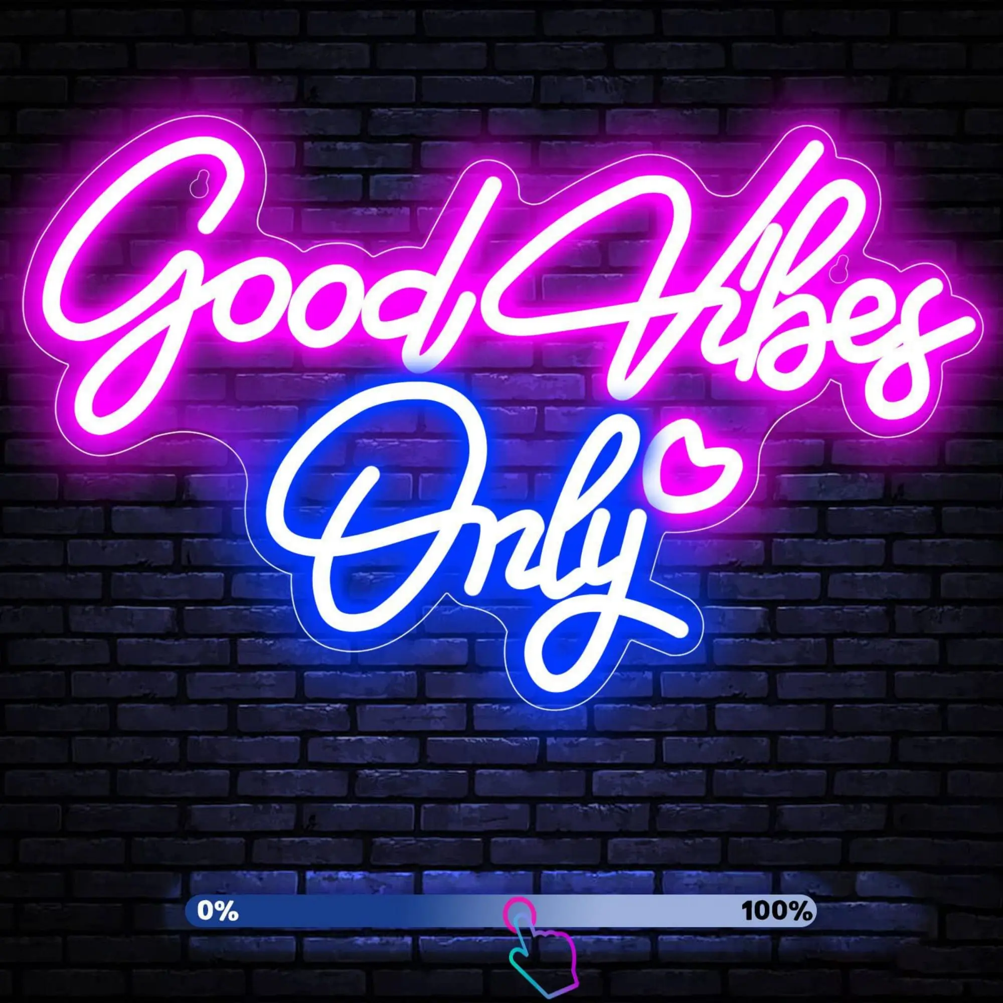 Good Vibes Only Neon Sign for Wall Decor LED Light for Bedroom Powered by USB with Dimmable Switch, Neon Light Sign for Bedroom