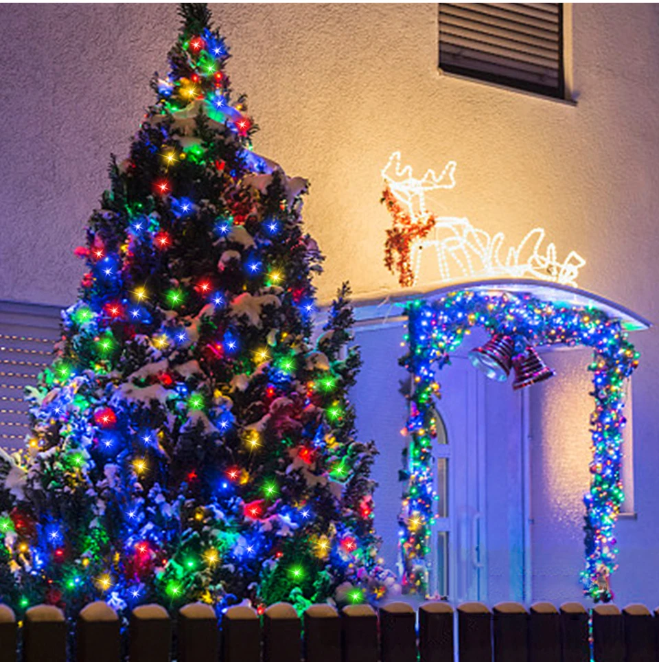Fast Charge Solar String Fairy Lights 10M-100M LED Waterproof Outdoor Garland Large Solar Panel Lamp Christmas For Garden Decor