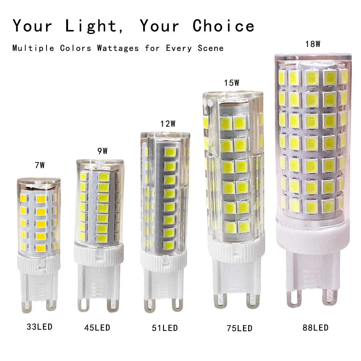 Mini G9 LED Light Bulbs 7W 9W 12W 15W 18W 220V LED Corn Light 2835SMD Cool/Warm/Neutral White Ceramic Lamp For Home Chandelier