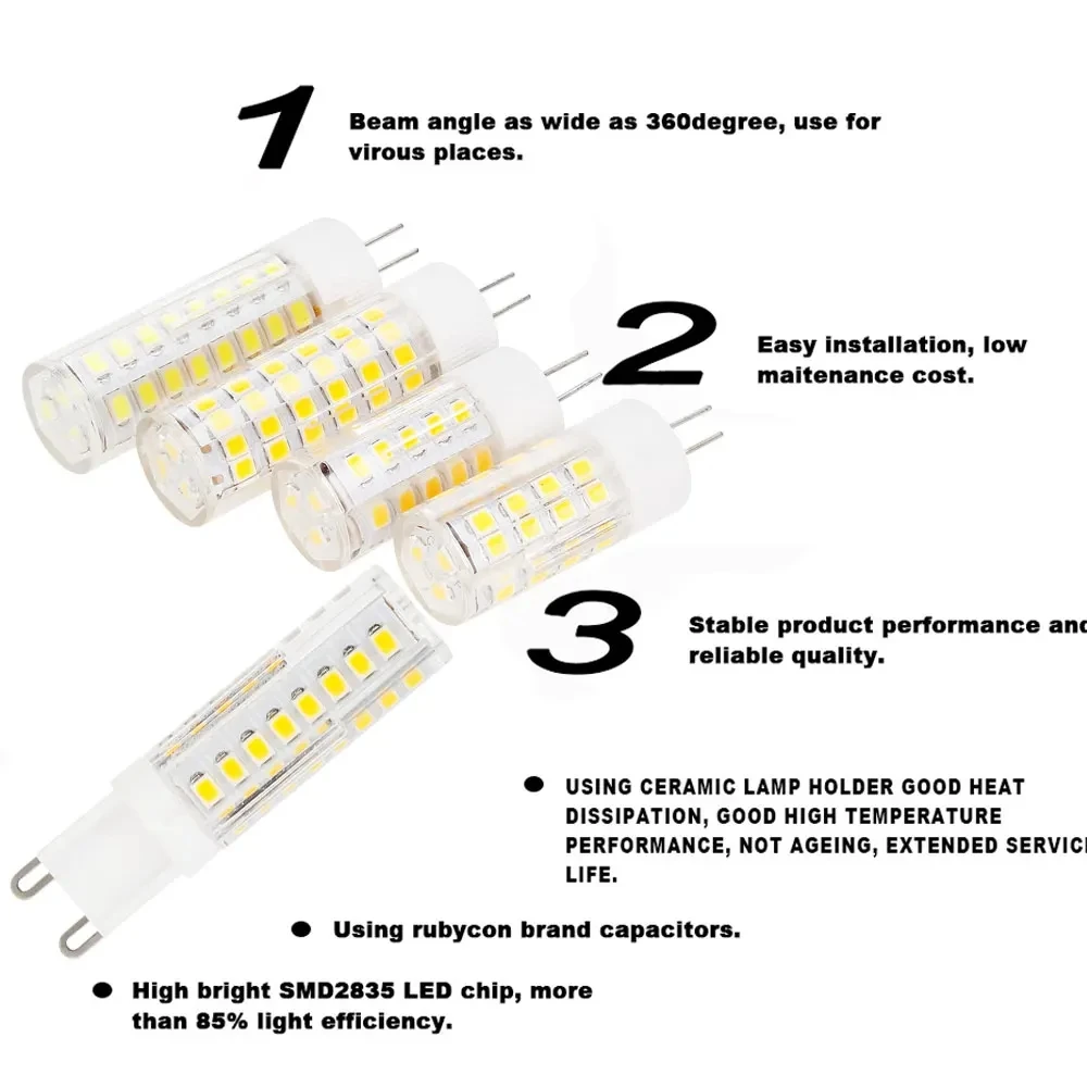 Mini G9 LED Light Bulbs 7W 9W 12W 15W 18W 220V LED Corn Light 2835SMD Cool/Warm/Neutral White Ceramic Lamp For Home Chandelier