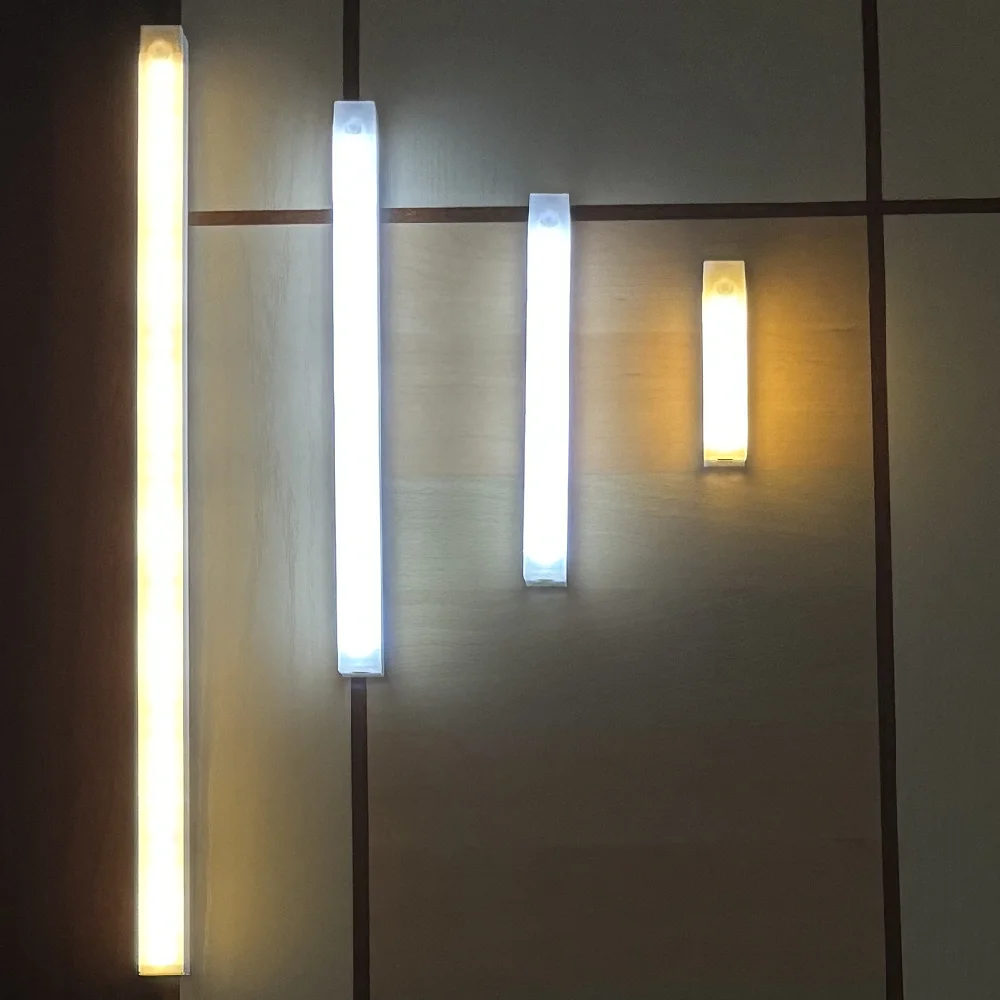 Type C Rechargeable LED Night Light PIR Motion Sensor Under Cabinet Lamp for Kitchen Wardrobe Room Bedside Induction Bar Light
