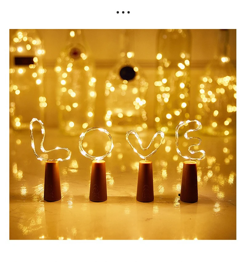 LED Solar String Garland Lights Outdoor Waterproof Copper Wire Bottle Stopper Shaped 1M Fairy Light Decor For Wedding Christmas