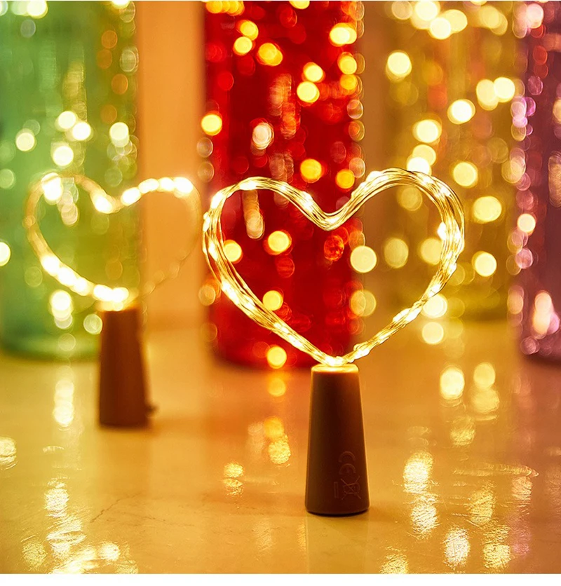 LED Solar String Garland Lights Outdoor Waterproof Copper Wire Bottle Stopper Shaped 1M Fairy Light Decor For Wedding Christmas