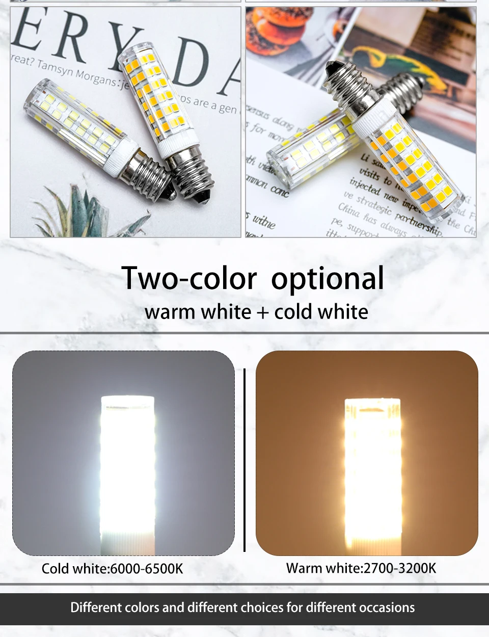 10pcs LED Lamp E14 Crystal Candle Bulb SMD2835 3W 5W 7W 9W for Chandeliers Lighting AC 220V 240V