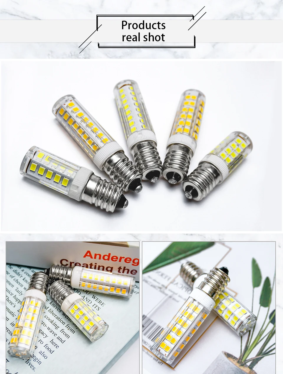 10pcs LED Lamp E14 Crystal Candle Bulb SMD2835 3W 5W 7W 9W for Chandeliers Lighting AC 220V 240V