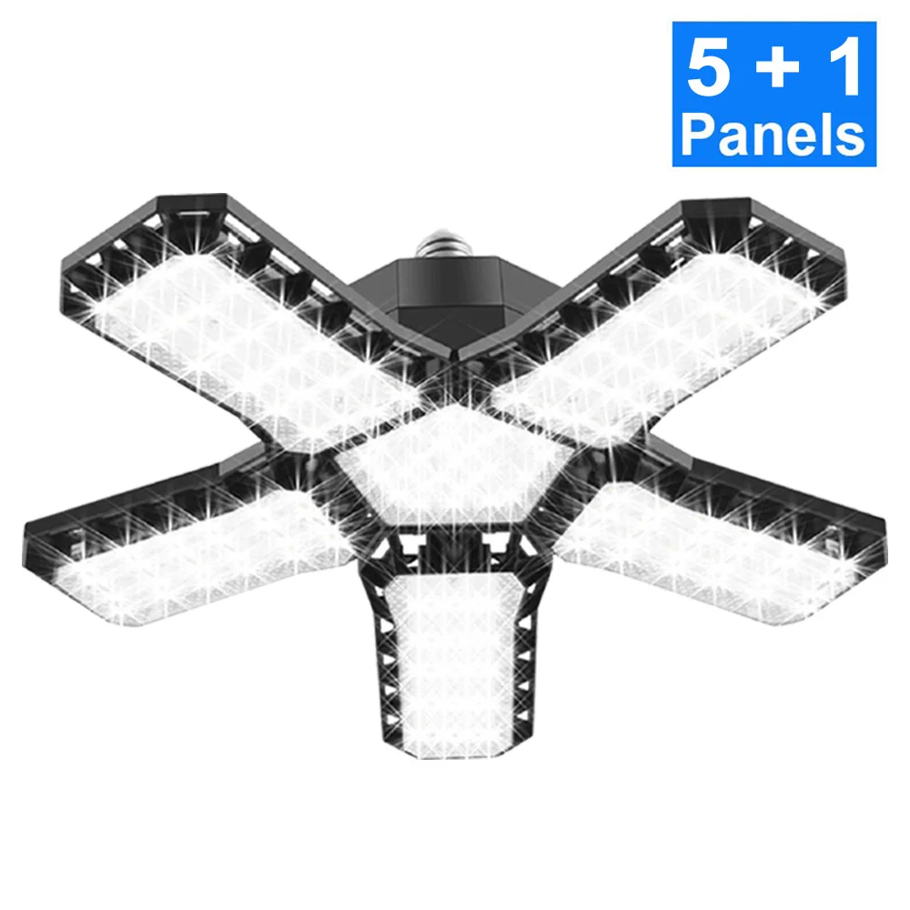 Deformable LED Bulb Garage Light with 3/5/8 Adjustable Panel LED Shop Night Lamp for Workshop Warehouse E26/E27 Ceiling Lighting