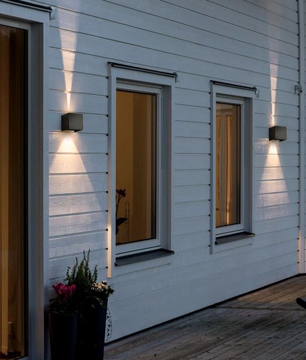 Outdoor Waterproof Wall Lamp Modern Square Aluminum Black White Gray Wall Lighting Porch Courtyard Lamp Exterior Wall Fixture