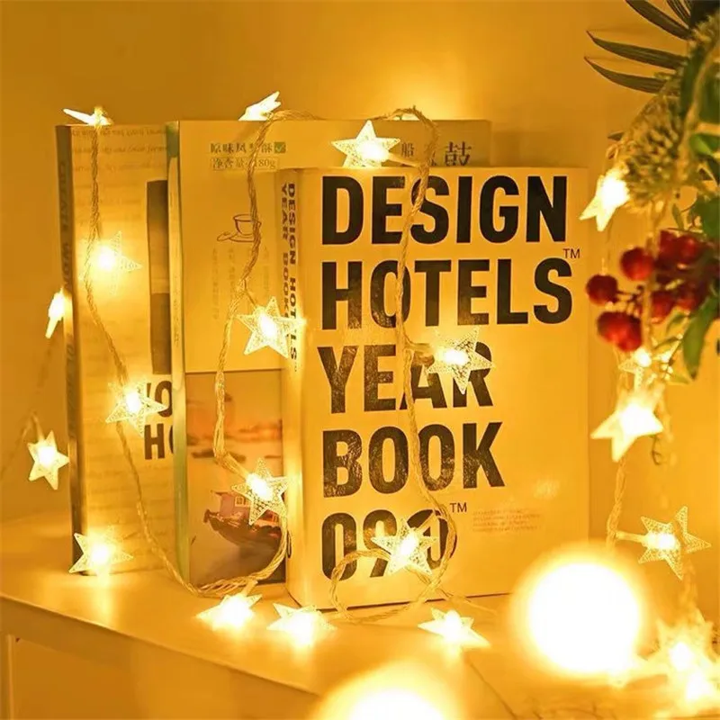 Battery Operated Star String Lights LED Fairy Light Christmas Party Wedding Home Outdoor Patio Decoration Twinkle Lamps