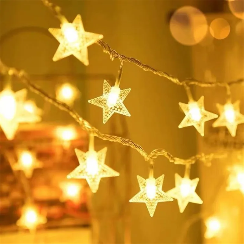 Battery Operated Star String Lights LED Fairy Light Christmas Party Wedding Home Outdoor Patio Decoration Twinkle Lamps