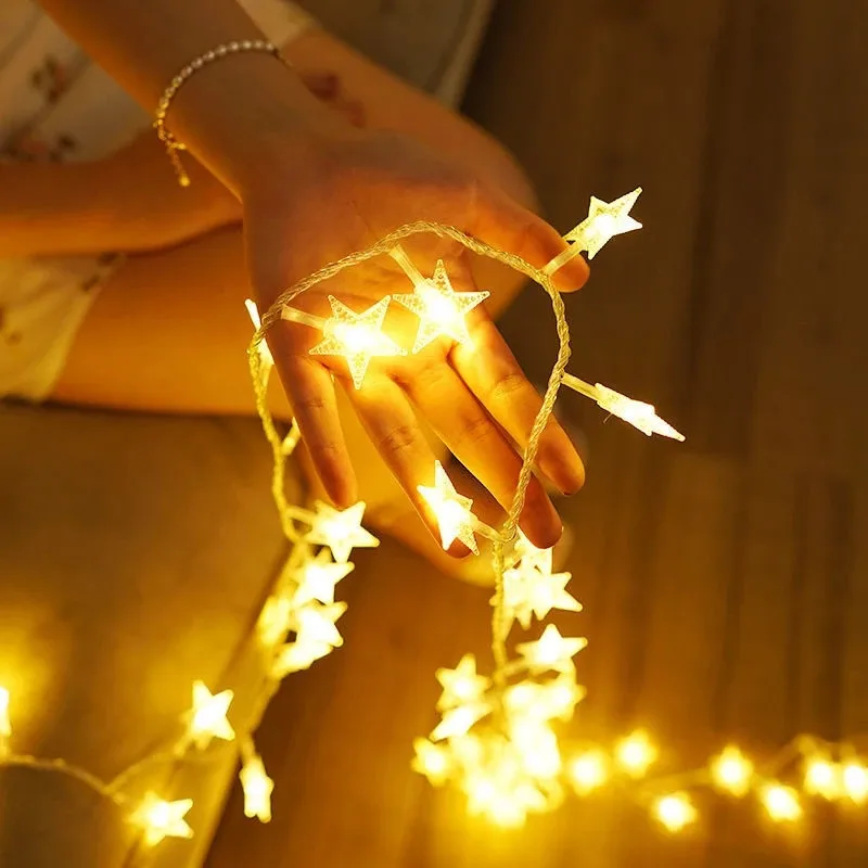 Battery Operated Star String Lights LED Fairy Light Christmas Party Wedding Home Outdoor Patio Decoration Twinkle Lamps