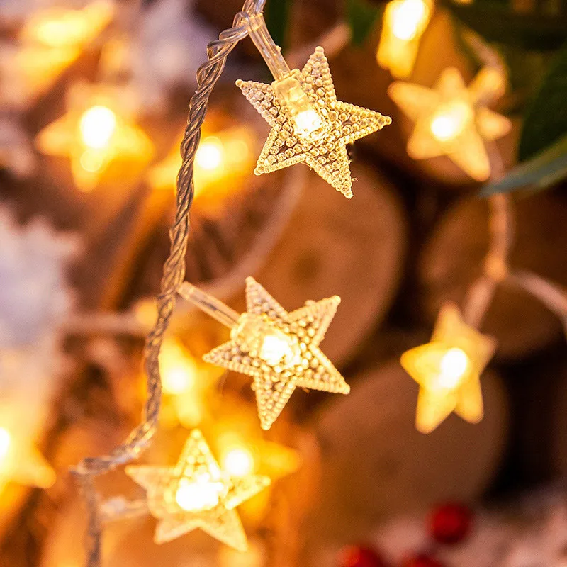 Battery Operated Star String Lights LED Fairy Light Christmas Party Wedding Home Outdoor Patio Decoration Twinkle Lamps
