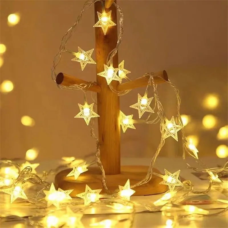 Battery Operated Star String Lights LED Fairy Light Christmas Party Wedding Home Outdoor Patio Decoration Twinkle Lamps